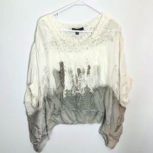 Saks Fifth Avenue‎ Silk Lace Blouse Size Medium